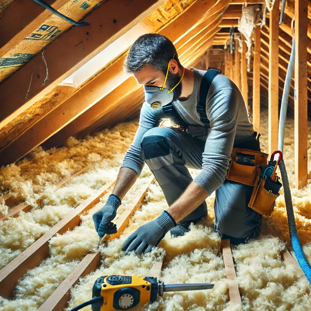 Professional conducting asbestos testing in an Ottawa building
